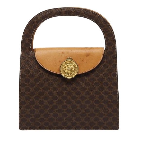 CELINE Macadam Canvas Hand Bag PVC Leather Brown Auth 82864 - Picture 13 of 16